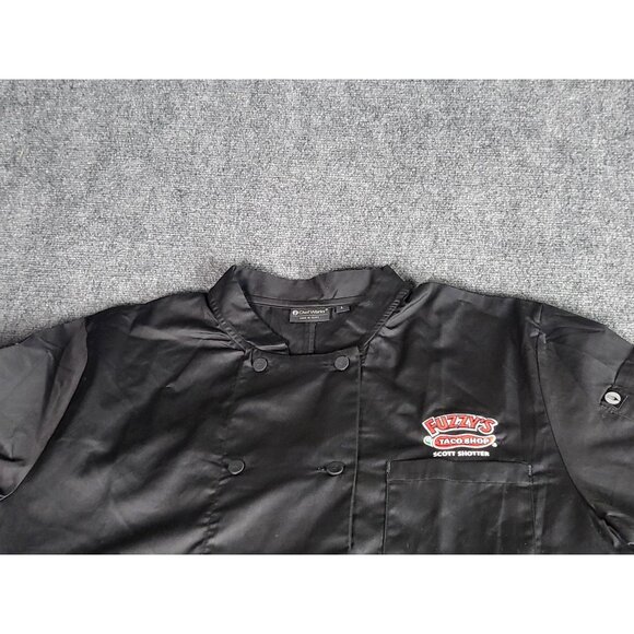Fuzzy Taco Shop Work Shirt Men Sz L Button Up Chef Works Black Restaurant Cook - Picture 3 of 10